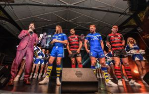 Warrington Wolves show off their new kit.