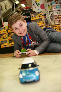 Sam Doherty with Mini Cooper remote controlled car