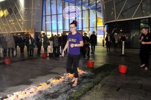 Leanne Burton, a stylist at Blow in Church Square Shopping Centre, walked across hot coals for the Stroke Association in memory of her grandad Roy Griffiths